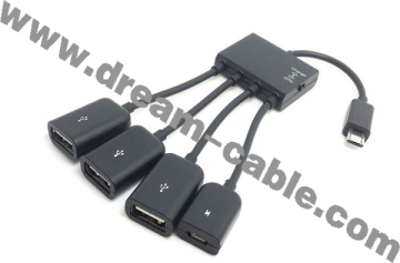 3 Ports Universal Micro USB OTG Hub for Smartphone and Table