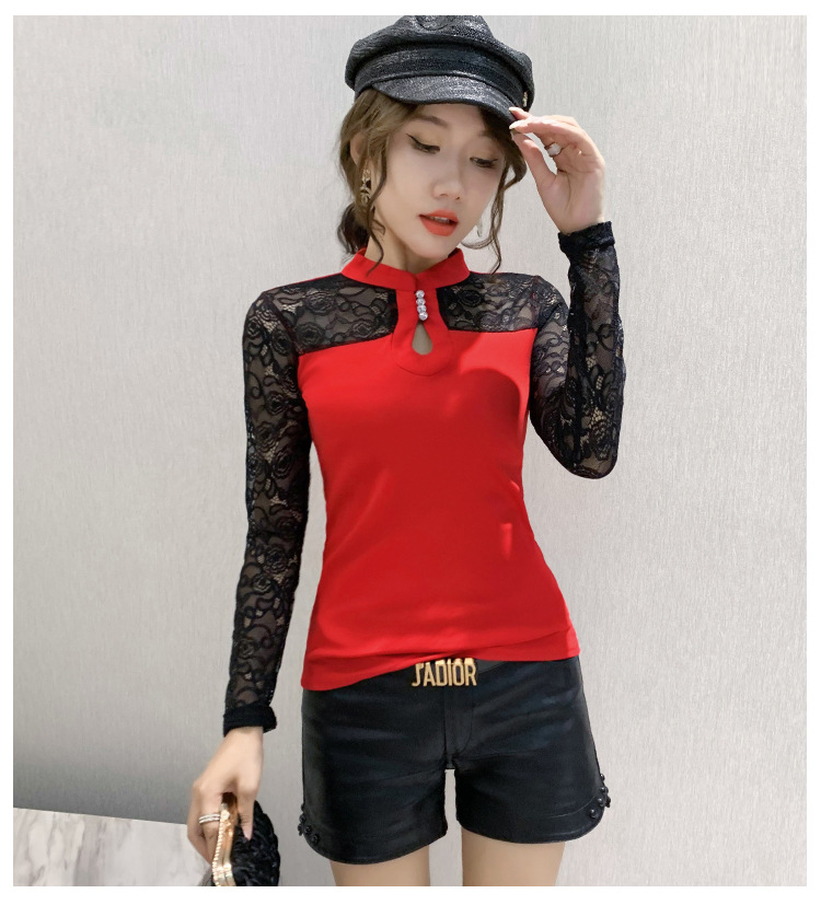 Lace skinny bottoming shirt