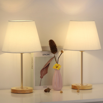 Современная деревянная лампа с тканью оттенком