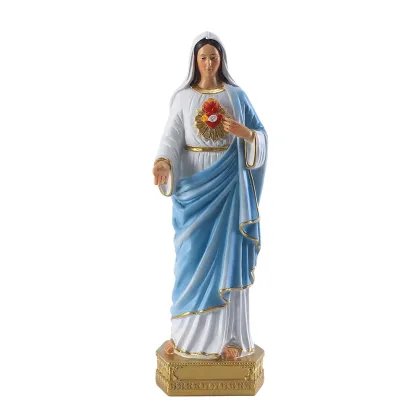 8-inch Catholic Immaculate Heart of Mary Statue: Resin Sculpture for Decoration and Religious Gift