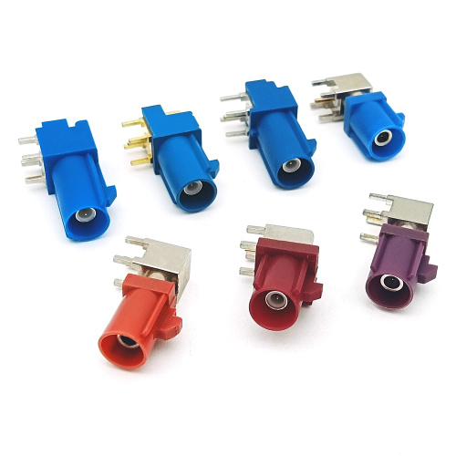 Fakra Male PCB Mount Angled RF Coaxial Connector