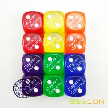 Colorful Transparent Plastic Dice 19MM, Transparent Counting Cubes