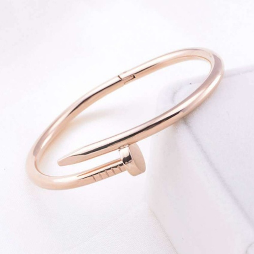 Unisex Stainless Steel w/CZ Nail Style Love Bangle Bracelet For Women Men