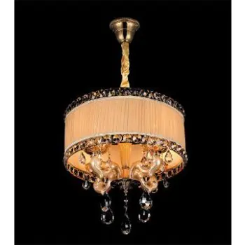 Champagne Crystal Hanging Lights Fabric Shades