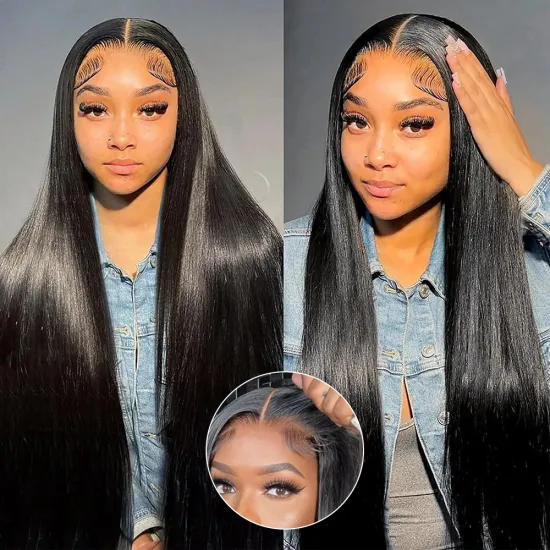 GS Glueless Wigs Raw Human Hair for Black Women - Bleach Knots Lace Front Wig with Full HD Lace