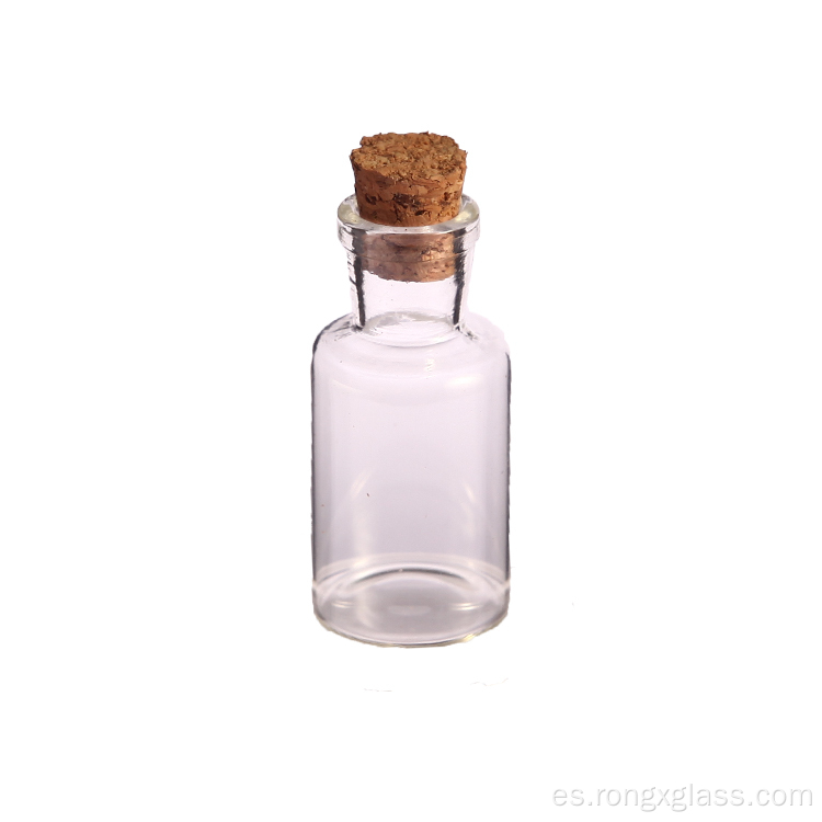 Vial de vidrio de botella transparente con tapón de corcho