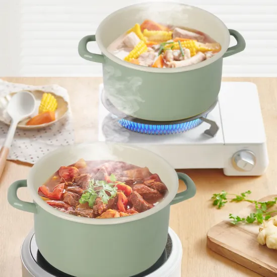 Enamel Coated Carbon Steel Pans and Saucepans for Kitchen Use