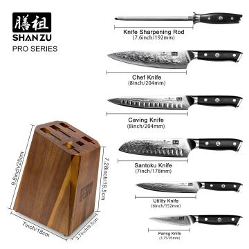Professional SHAN ZU 67 Layer Damascus Japanese Steak Santoku Chef Knife Set: 16-Piece German Stainless Steel Kitchen Knife Collection