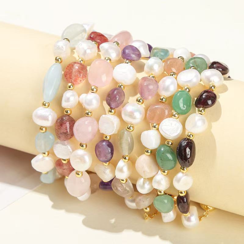 Irregular Natural Amethyst Woven Chain Bracelet