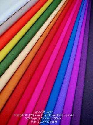 KNITTED 80S R/N SPAN PONTE ROMA FABRIC IN SOILD