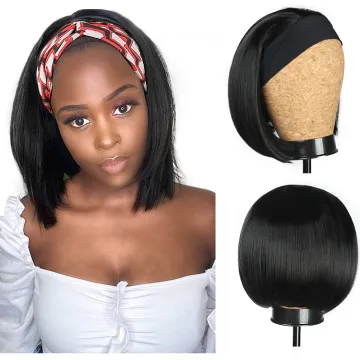 Headband Synthetic Hair Wigs Straight Bob Wigs For Black Women Curl Hair Daily Wig With Headband