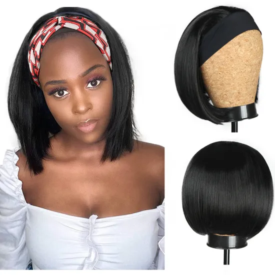 Headband Synthetic Hair Wigs Straight Bob Wigs For Black Women Curl Hair Daily Wig With Headband