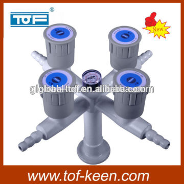 Durable and chemical resistant laboratory water faucet with pressure gauge