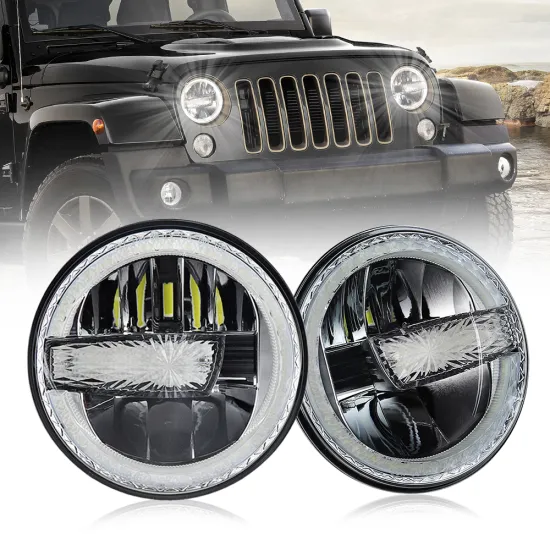 Dot Approved E9 Angel Eyes DRL LED Headlight for Motorcycle and Jeep JK