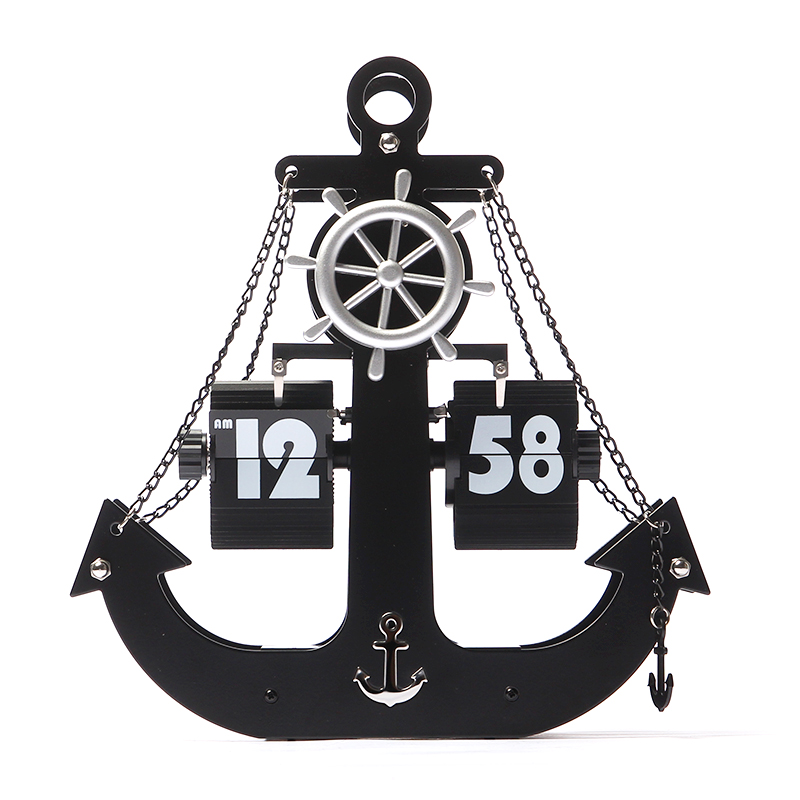 Silent Movement Metal Anchor Flip Clock