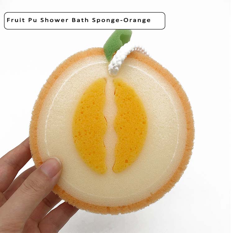 Ot Sale Esponja De Frutas Bath Fruit Pu Shower Bath Sponge Orange Shape Cleaning Sponge For Removing Smell Jpg