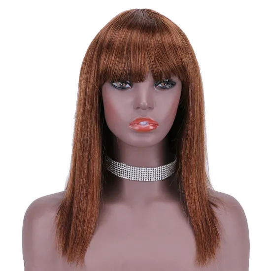 Silk base blonde straight bangs cheap wholesale glueless private label inch brazilian 100% raw human hair wig black women