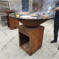 Fire pit table wood burning metal barbecue