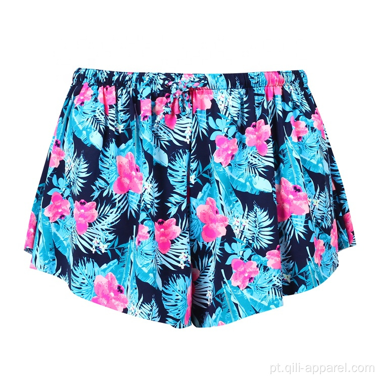 Shorts de praia femininos de náilon 4way trecho trecho