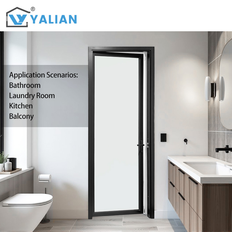 Aluminum Alloy Single Panel Casement Door Tempered Glass