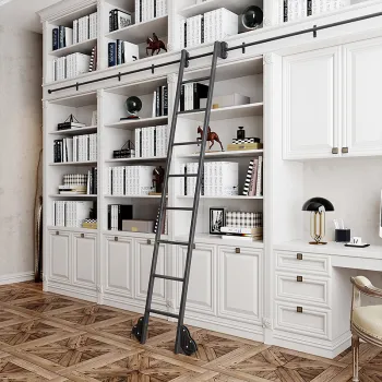 Library And Bookshelf Ladder Steel Sliding Ladder Hardware Kit Sliding Rolling Step Ladder Hardware