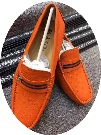 Ostrich Leather Shoes Men's Beanie Shoes Leather New Giant Crocodile Trend All-Match Driving Couple Casual Shoes