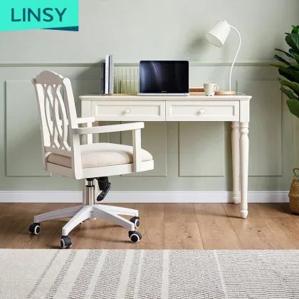 Linsy White Modern Corner Computer Desk for Home Office