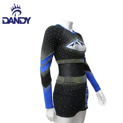 Blue Mesh Sleeve Cheerleading Cheers For Competition