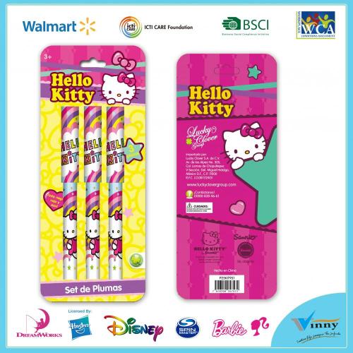 Hello Kitty 3 Peça Caneta Esferográfica