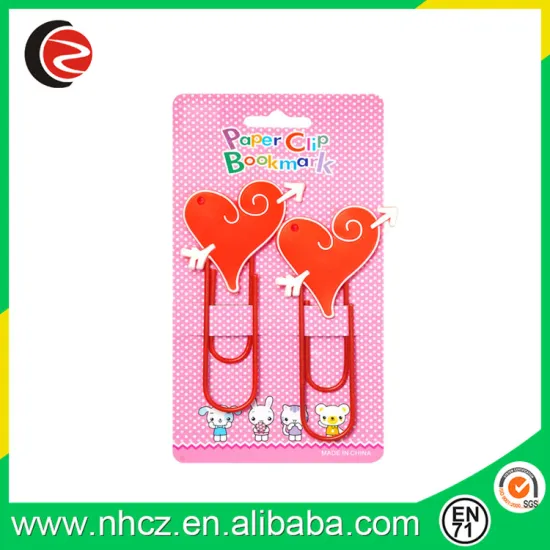 Heart Shaped Soft PVC Bookmark/ Metal Paper Clip