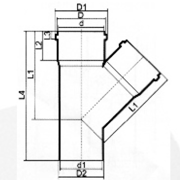 Din Drainage Upvc Y-tee Rubber spigot Warna Kelabu