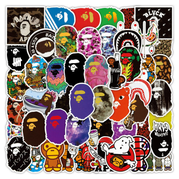 Stiker kartun 50pcs untuk komputer, sepeda, bagasi, telepon, mobil - anime &amp; decals bape
