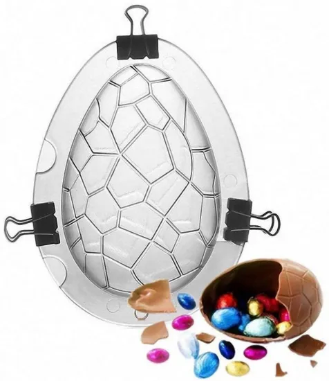 Textured Easter Egg 3D Polycarbonate Mold for Chocolate, Cake, Jelly, Pudding, and Handmade Soap Decoration