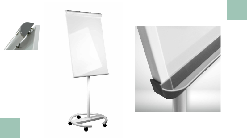 Portable Round Base Mobile Magnetic Flipchart Whiteboard