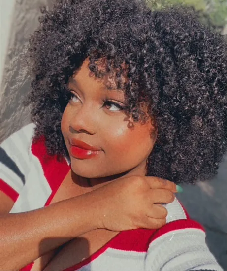 Afro Kinky Curly Wig With Bangs Full Machine Made  200 Density Virgin Brazilian Short Curly Human Hair Wigs Natural Color