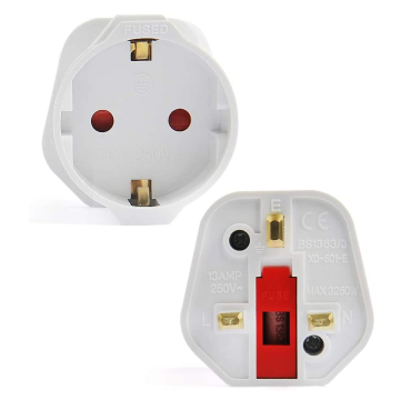 Europe Schuko to UK Plug Adapter with Fuse