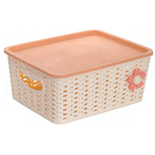 Versatile Storage Basket Plastic Weave Basket with Handle