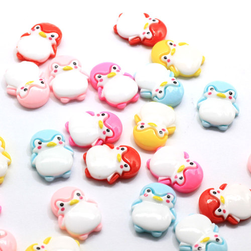 Colorful Little Penguin Shaped Resin Cabochon Beads Spacer 100psc/bag For DIY Decoration Beads Handmade Craft Decor