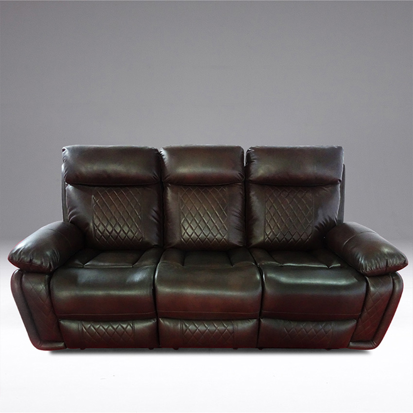Brown Sectional Synthetic Leather Recliner Sofa