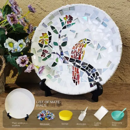 Handmade DIY Wood Mosaic Plate - Educational Decoration Toy & Group Building Gift