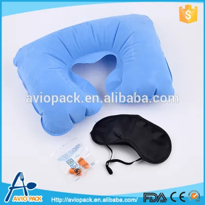 2015 New arrival portable air pillow eye mask earplug travel pillow set
