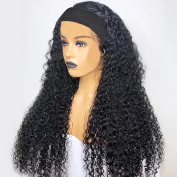 Top Selling New Arrival Human Hair Kinky Curly Headband Wigs Cheap Machine Made Non Lace Wig On Sale