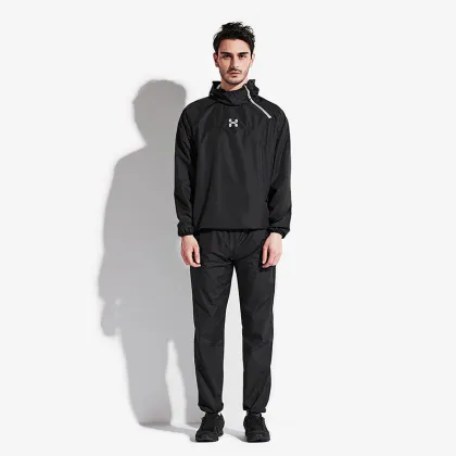 HOTSUIT New Fashion Sauna Suit Men Gym Clothing Set Hoodies Pullover Sportswear Running Fitness Weight Loss Sweating Sports Suit
