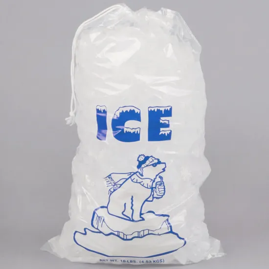 Custom Printed Plastic Ice Bags With Drawstring