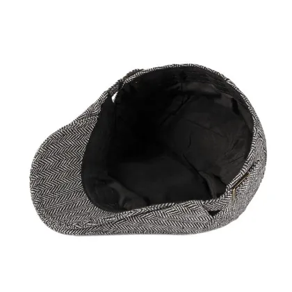 British Retro Men's Beret Hat: Spring and Autumn Herringbone Design for Middle-Aged and Elderly