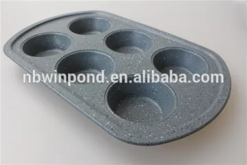 carbon steel metal marble enamel coating nonstick 6 cup muffin pan