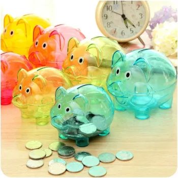 Colorful Transparent Mini Money Safe Box - Custom Logo Plastic Coin Bank
