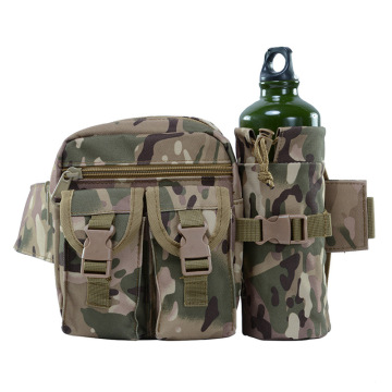 Tactical Camo Waist Bag with Triple Pockets, Waterproof Design & Water Bottle Holder
