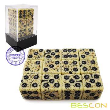 Bescon Old Looking Ancient Bone Dice D6 16mm 12pcs Set, 16mm Die Sided Sided (12) Block of Stone Dice