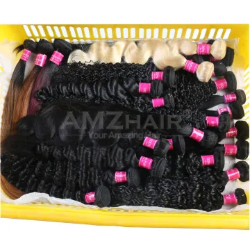 Real Cuticle Aligned Raw Virgin Hair Wholesale Vendor AMZHAIR Unprocessed Indian Mink Human Hair Extension Bundles Double Drawn